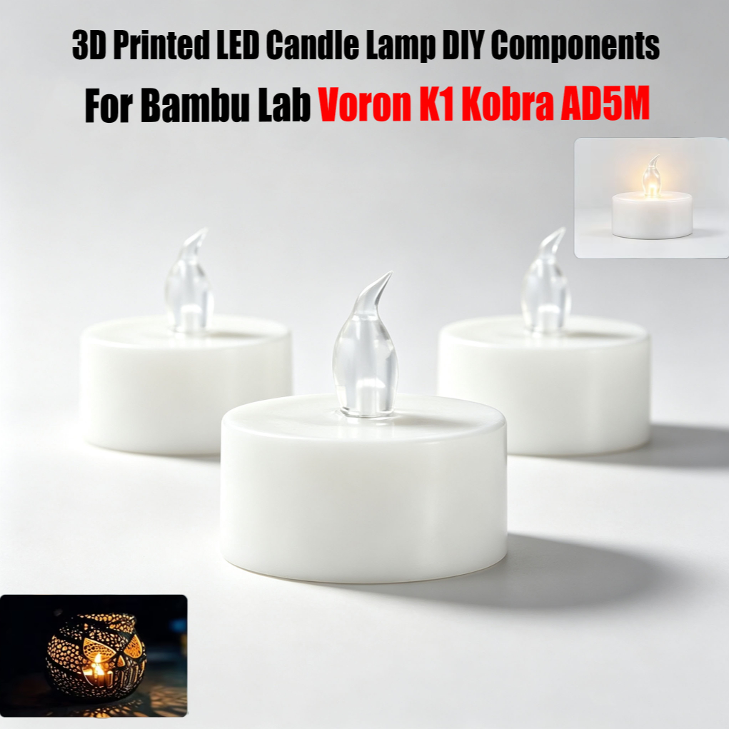 3D Printing Bambu Lab - 3D-gedruckte LED-Kerzenlampe DIY-Komponenten, dekorative Lichtmodellteile passend